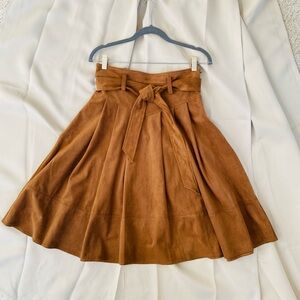Anthropologie faux suede A-line skirt in brown, by akemi+kin